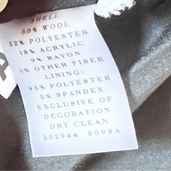 Ann Taylor‎ Black Boucle Blazer Size 4 Chiffon Trim Clueless Wool Blend Office - Picture 4 of 9